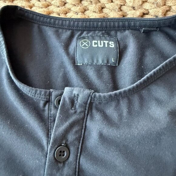 Cuts Clothing Men’s Henley 3-Pack – All Black, Size Large, Curved Hem – Premium - Picture 2 of 9